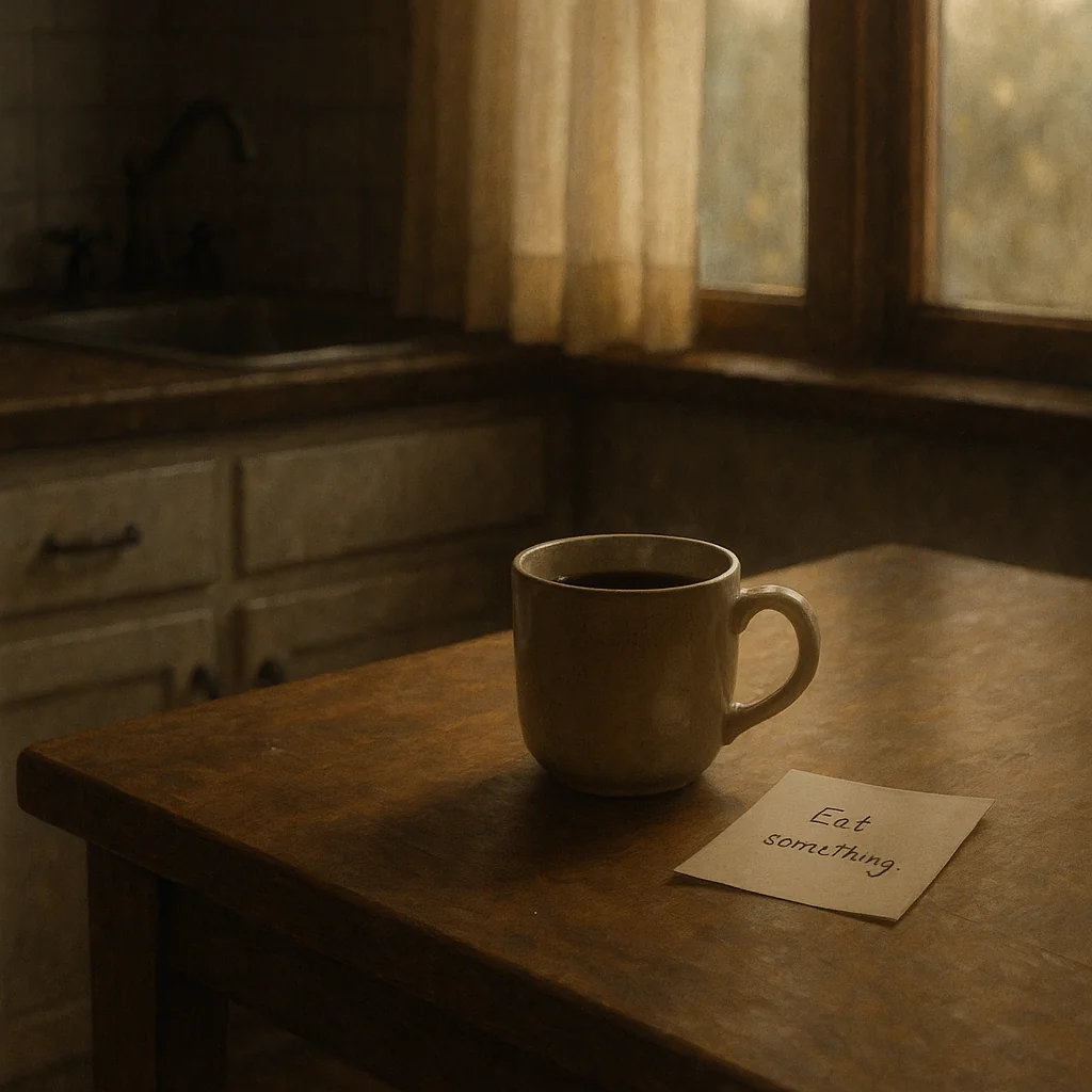 saving her broke me a note says eat something 拯救她的代價,是我自己