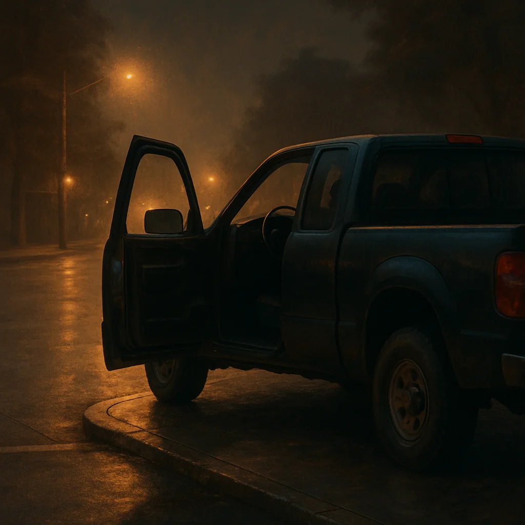saving her broke me a black pickup truck stopped at the corner of the road with the door opened 拯救她的代價,是我自己