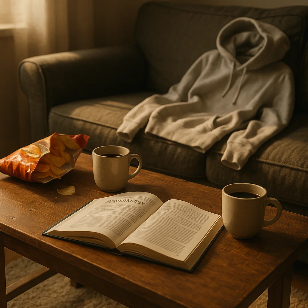 savingherbrokeme A coffee table with a bag of chips A coffee table with a bag of chips