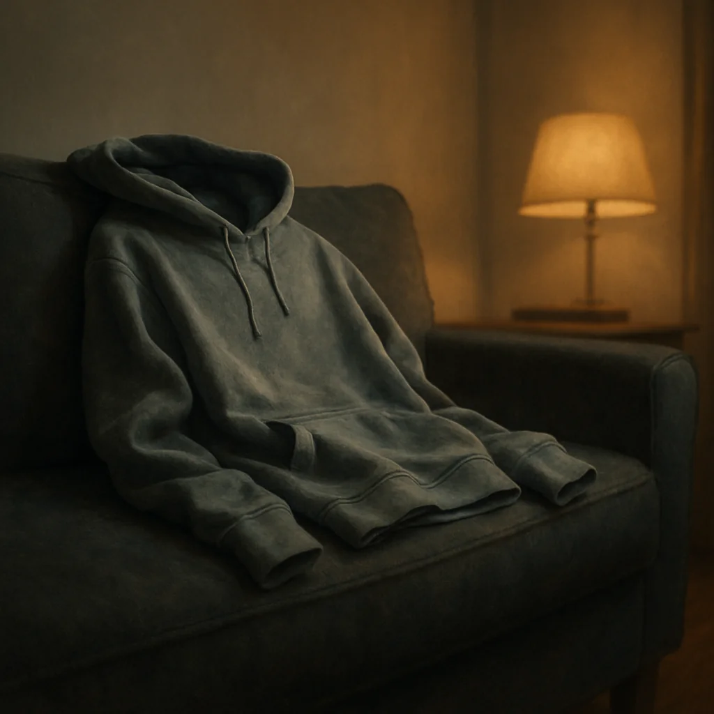 savingherbrokeme hoodie on the sofa 拯救她的代價,是我自己