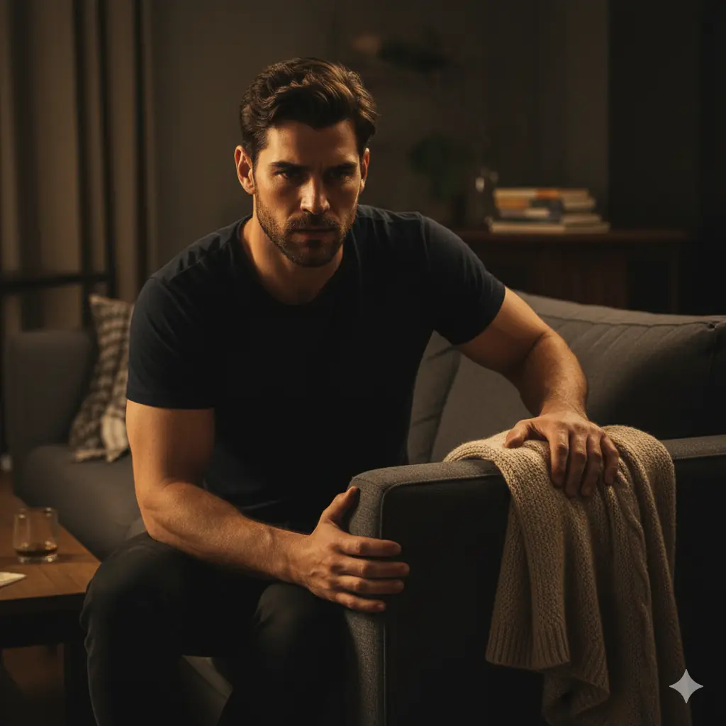savingherbrokeme a man on the sofa